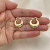 Oro Laminado Small Hoop, Gold Filled Style Hollow Design, Polished, Golden Finish, 02.163.0158.20