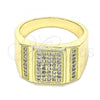 Oro Laminado Mens Ring, Gold Filled Style with White Micro Pave, Polished, Golden Finish, 01.283.0021.12 (Size 12)