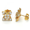 Oro Laminado Stud Earring, Gold Filled Style with White Cubic Zirconia, Polished, Golden Finish, 02.323.0023