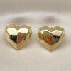 Oro Laminado Stud Earring, Gold Filled Style Heart Design, Polished, Golden Finish, 02.282.0021