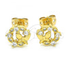Oro Laminado Stud Earring, Gold Filled Style Butterfly Design, with White Cubic Zirconia, Polished, Golden Finish, 02.156.0376