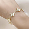 Oro Laminado Fancy Bracelet, Gold Filled Style Butterfly and Hollow Design, Polished, Golden Finish, 03.213.0338.07