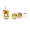 Oro Laminado Stud Earring, Gold Filled Style Ball Design, Polished, Golden Finish, 5.128.009