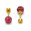 Stainless Steel Stud Earring, Ball Design, with Ruby Crystal, Polished, Golden Finish, 02.271.0010.1