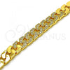 Oro Laminado Fancy Bracelet, Gold Filled Style with White Micro Pave, Polished, Golden Finish, 03.346.0010.07