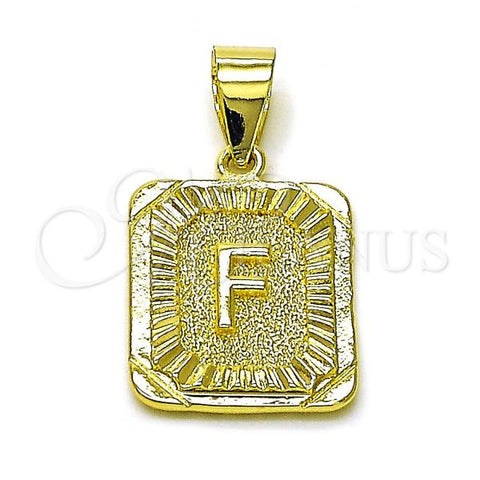 Oro Laminado Fancy Pendant, Gold Filled Style Initials Design, Diamond Cutting Finish, Golden Finish, 05.411.0057