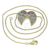 Oro Laminado Pendant Necklace, Gold Filled Style with Multicolor Micro Pave, Polished, Golden Finish, 04.353.0002.18