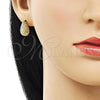 Oro Laminado Stud Earring, Gold Filled Style Chunky Design, Diamond Cutting Finish, Golden Finish, 02.342.0329