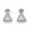 Sterling Silver Stud Earring, with White Cubic Zirconia, Polished, Rhodium Finish, 02.285.0088