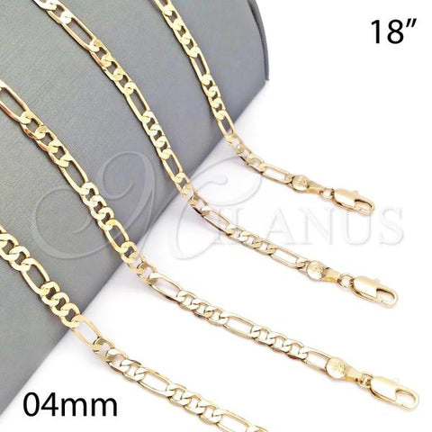 Oro Laminado Basic Necklace, Gold Filled Style Figaro Design, Polished, Golden Finish, 5.222.015.18