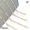 Oro Laminado Basic Necklace, Gold Filled Style Figaro Design, Polished, Golden Finish, 5.222.015.18