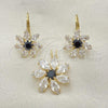 Oro Laminado Earring and Pendant Adult Set, Gold Filled Style Flower Design, with  Cubic Zirconia, Golden Finish, 5.056.001