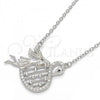 Sterling Silver Pendant Necklace, Swan Design, with Black and White Micro Pave, Polished, Rhodium Finish, 04.336.0038.16