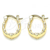 Oro Laminado Small Hoop, Gold Filled Style Heart Design, Polished, Golden Finish, 02.233.0044.12