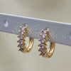 Oro Laminado Huggie Hoop, Gold Filled Style with Pink Cubic Zirconia, Polished, Golden Finish, 02.284.0033.2.12