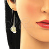 Oro Laminado Threader Earring, Gold Filled Style Guadalupe Design, with White Crystal, Polished, Golden Finish, 02.253.0007