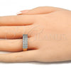 Oro Laminado Multi Stone Ring, Gold Filled Style with White Cubic Zirconia, Polished, Two Tone, 01.210.0067.08 (Size 8)