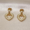 Oro Laminado Stud Earring, Gold Filled Style Heart Design, Polished, Golden Finish, 02.163.0337