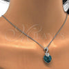 Rhodium Plated Pendant Necklace, Heart Design, with Blue Zircon and Aurore Boreale Swarovski Crystals, Polished, Rhodium Finish, 04.239.0044.8.18