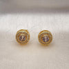 Oro Laminado Stud Earring, Gold Filled Style with White Cubic Zirconia and White Micro Pave, Polished, Golden Finish, 02.342.0309