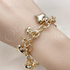 Oro Laminado Charm Bracelet, Gold Filled Style Heart Design, Polished, Golden Finish, 03.331.0317.07