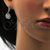Rhodium Plated Dangle Earring, Flower Design, with White Cubic Zirconia, Polished, Rhodium Finish, 02.217.0058.2