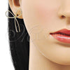 Oro Laminado Stud Earring, Gold Filled Style Bow Design, Diamond Cutting Finish, Golden Finish, 02.213.0665