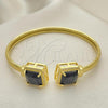 Oro Laminado Individual Bangle, Gold Filled Style with Black Cubic Zirconia and White Micro Pave, Polished, Golden Finish, 07.381.0002.5