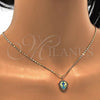 Oro Laminado Pendant Necklace, Gold Filled Style Anchor Design, with Green Opal and White Micro Pave, Polished, Golden Finish, 04.63.1326.2.18