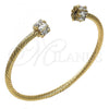Oro Laminado Individual Bangle, Gold Filled Style with White Cubic Zirconia, Diamond Cutting Finish, Golden Finish, 07.97.0059 (03 MM Thickness, One size fits all)