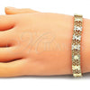 Oro Laminado Fancy Bracelet, Gold Filled Style Bow Design, Polished, Golden Finish, 03.168.0037.08