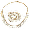 Oro Laminado Necklace and Bracelet, Gold Filled Style Flower Design, Polished, Golden Finish, 06.105.0009