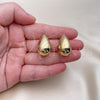 Oro Laminado Stud Earring, Gold Filled Style Teardrop and Hollow Design, Polished, Golden Finish, 02.163.0322