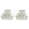 Sterling Silver Stud Earring, Crown Design, with White Cubic Zirconia, Polished, Rhodium Finish, 02.336.0178