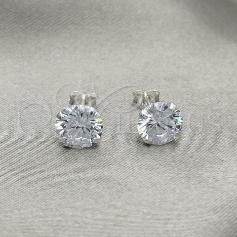 Sterling Silver Stud Earring, with White Cubic Zirconia, Polished, Silver Finish, 02.401.0054.08
