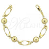 Oro Laminado Fancy Bracelet, Gold Filled Style Ball Design, Polished, Golden Finish, 5.005.010