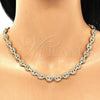 Oro Laminado Fancy Necklace, Gold Filled Style Puff Mariner Design, with White Micro Pave, Polished, Golden Finish, 04.63.1402.18