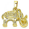 Oro Laminado Fancy Pendant, Gold Filled Style Elephant Design, Polished, Golden Finish, 05.213.0048