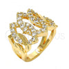 Oro Laminado Multi Stone Ring, Gold Filled Style with White Cubic Zirconia, Polished, Golden Finish, 01.210.0052.08 (Size 8)