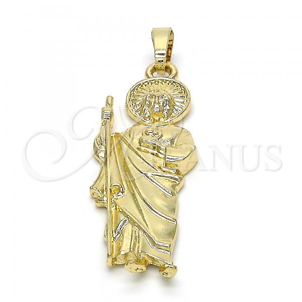 Oro Laminado Religious Pendant, Gold Filled Style San Judas Design, Polished, Golden Finish, 05.213.0043