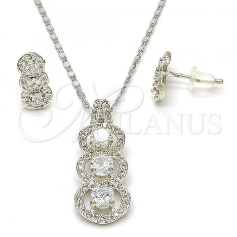 Gold Tone Earring and Pendant Adult Set, with White Cubic Zirconia and White Micro Pave, Polished, Rhodium Finish, 10.199.0070.1.GT