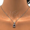 Sterling Silver Earring and Pendant Adult Set, with Garnet and White Cubic Zirconia, Polished, Rhodium Finish, 10.175.0053.1