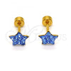 Stainless Steel Stud Earring, Star Design, with Tanzanite Crystal, Polished, Golden Finish, 02.271.0021.5