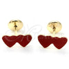 Oro Laminado Stud Earring, Gold Filled Style Heart Design, Polished, Golden Finish, 02.09.0208