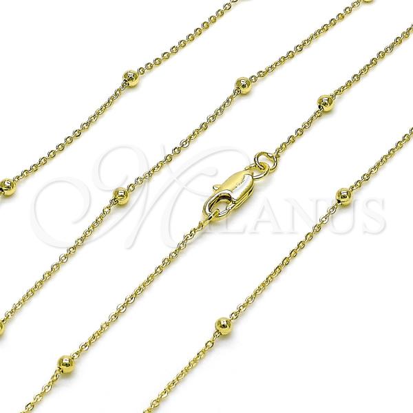 Oro Laminado Basic Necklace, Gold Filled Style Rolo and Ball Design, Polished, Golden Finish, 04.213.0248.24