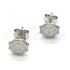 Sterling Silver Stud Earring, Umbrella Design, with White Micro Pave, Polished, Rhodium Finish, 02.174.0069