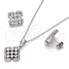 Sterling Silver Earring and Pendant Adult Set, with White Cubic Zirconia, Polished, Rhodium Finish, 10.175.0022