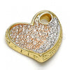 Oro Laminado Fancy Pendant, Gold Filled Style Heart Design, Diamond Cutting Finish, Tricolor, 5.181.022