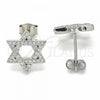 Sterling Silver Stud Earring, with White Cubic Zirconia, Polished, Rhodium Finish, 02.367.0006