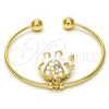 Oro Laminado Individual Bangle, Gold Filled Style Elephant Design, with White Crystal, White Enamel Finish, Golden Finish, 07.179.0002 (02 MM Thickness, One size fits all)